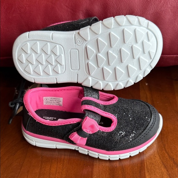 Athletic Works Toddler Shoes Sparkling Black Pink Girls Sneakers Barbiecore Sz 8 - Picture 5 of 9